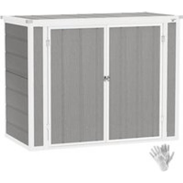 Outsunny 4.7 x 2.5FT Lockable Garden Shed, Double Bin Storage Shed, Grey