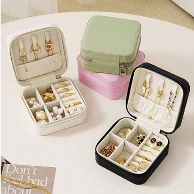 SHEIN 1pc Mini Jewellery Organizer, Portable Zipper Travel Jewellery Organizer Box, Ladies Gift Box, Multi-Functional Jewellery Display Rack, Suitable For R