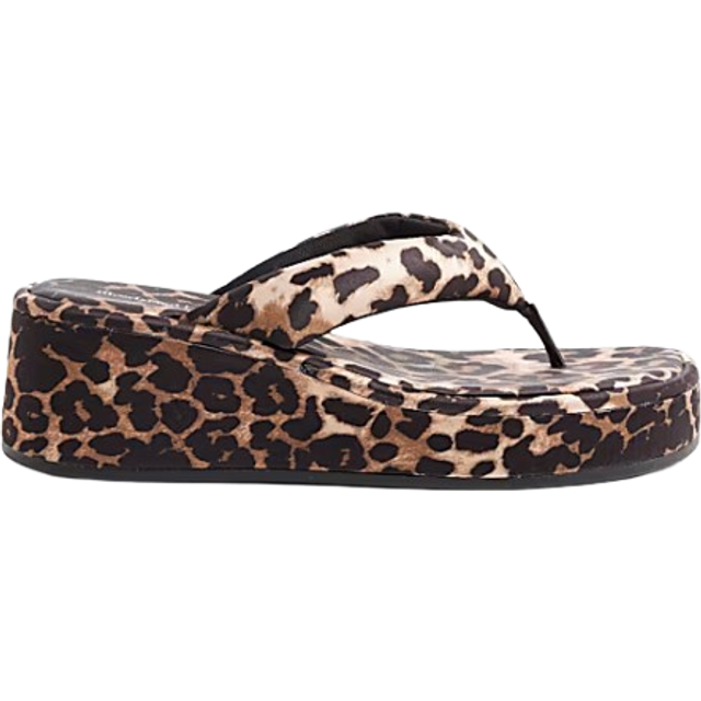 River Island Womens Brown Toe Thong Leopard Print Sandals - 2