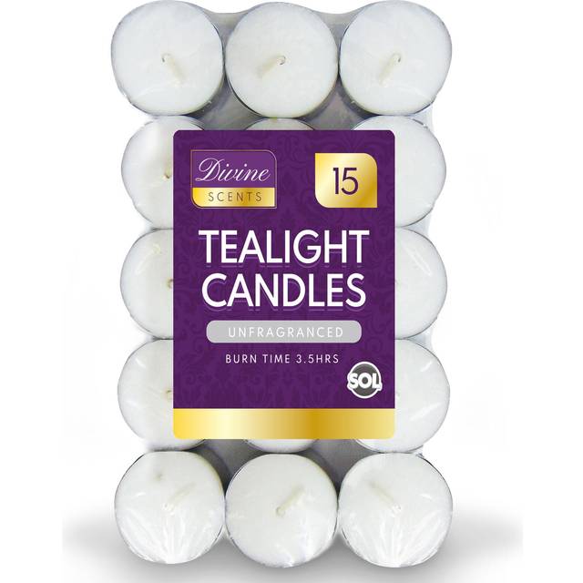 TEMU 15pk Tea Lights White Unscented Unfragranced Night Candles 3.5 Hour T Tealights