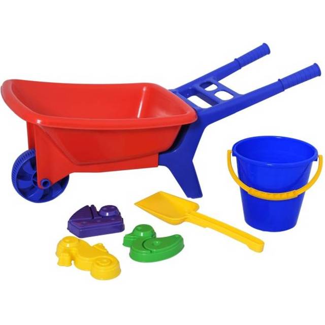 Plasto Skottkärra med sandleksaker (Röd/blå)