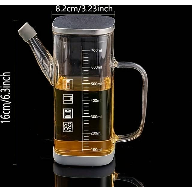 TEMU Appker Leak-proof Glass Olive Oil Dispenser With Silicone Mat - Pvc-free, Machine Washable, Kitchen, Bbq & Picnics - Ideal Valentine's Day Gift