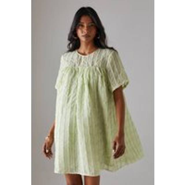 Womens Ruffle Organza Babydoll Mini Smock Dress - apple green - Apple Green - 16