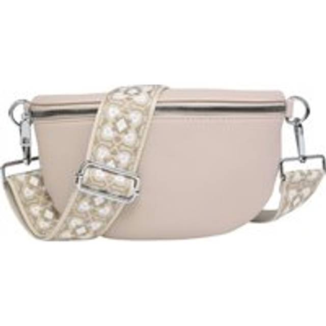 Half Moon Sling Crossbody Bag With Canvas Strap - Nude - One Size