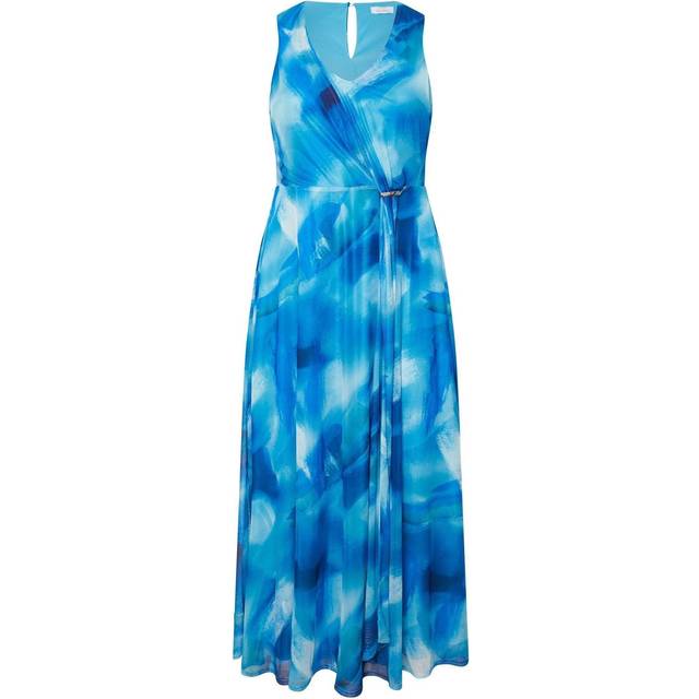 Yours London Curve Blue Floral Mesh Draped Maxi Dress, Women's Curve & Plus Size, Yours London - 14