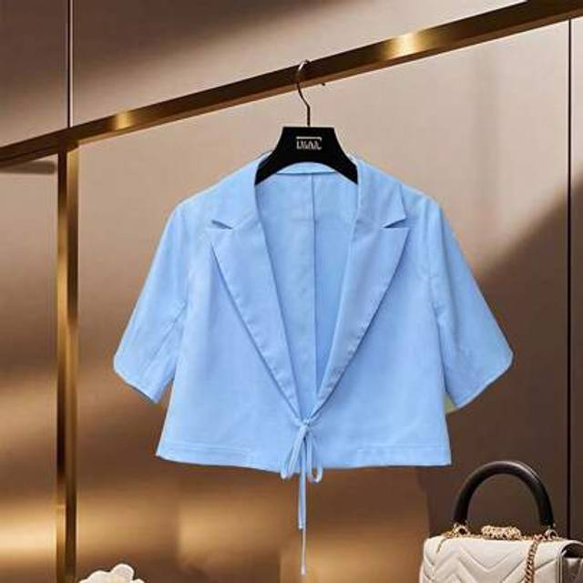 SHEIN Women&#39;s Fashion Casual Lapel Tie-Waist Short Sleeve Blazer, Versatile