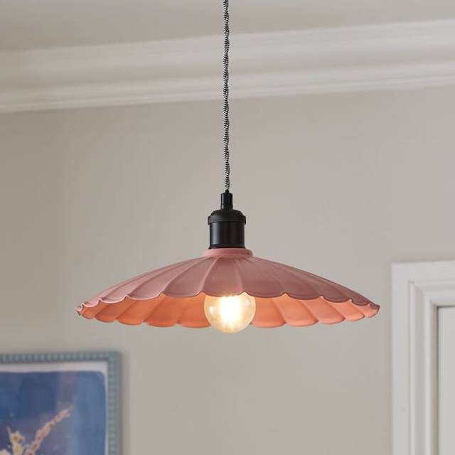 Maya Scalloped Metal Easy Fit Pendant Shade - Rose