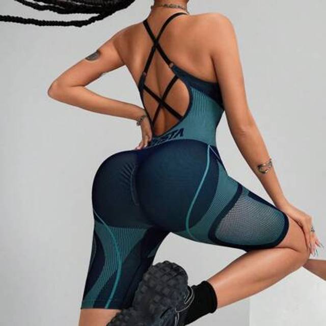 SHEIN Seamless Workout One-Piece Sculpt & High Stretching Fit For Gym,Sport Jumpsuit, Sleeveless Adjustable Strap, Full-Body Romper , Overall,ÂAll-In-One A