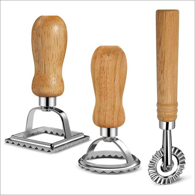 Ravioli Pasta Cutter Set, Ravioli Stamp Maker with Wooden Handle for Ravioli, Pasta, Dumplings Lasagna, Pierogi
