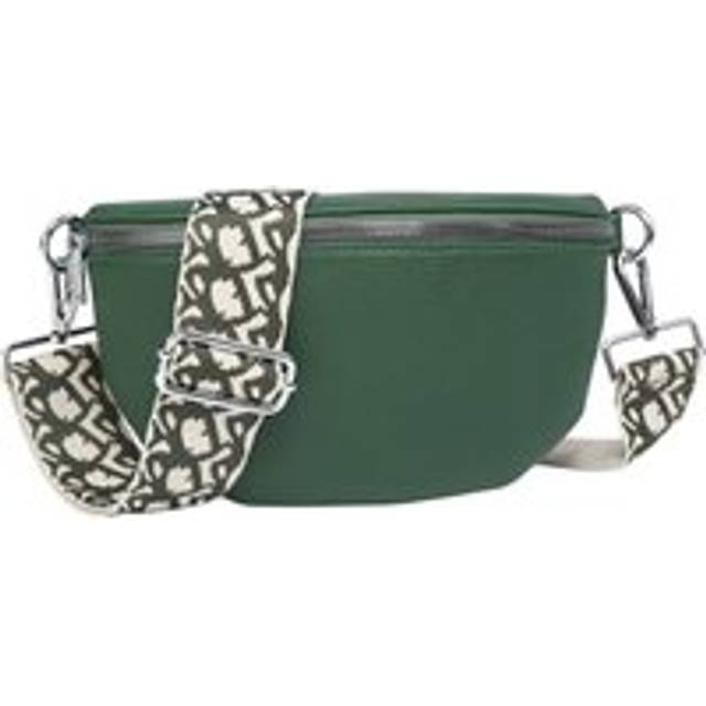 Half Moon Sling Crossbody Bag With Canvas Strap - Dark Green - One Size