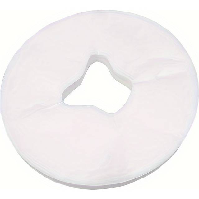 TEMU 100pcs Disposable Round Massage Pillow Covers, Soft & Comfortable, Ideal For Massage Tables In Spa Salons & Homes, White
