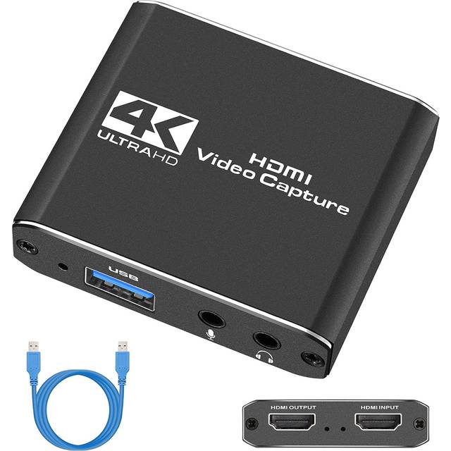 Capture Card, Video Capture Card with Microphone 4K HDMI Loop-Out, 1080p 60fps Video Recorder for Gaming/Live Streaming/Video Conference, Works for Nintendo Switch/PS4/Xbox One/OBS/Camera/PC