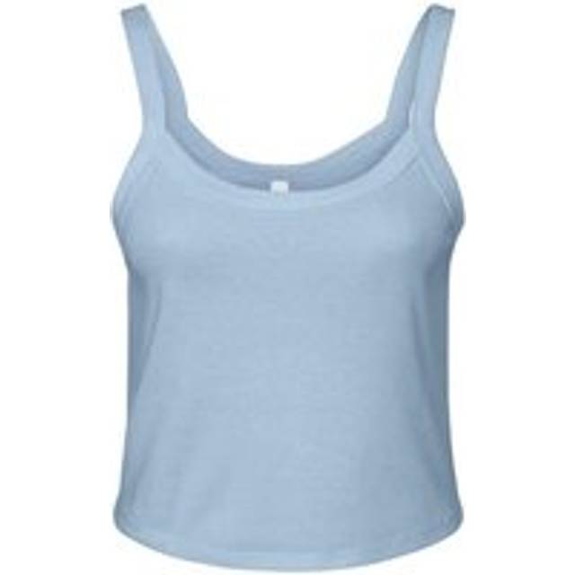 (18 UK - 20 UK, Solid Baby Blue) Bella + Canvas Womens/Ladies Micro-Rib Spaghetti Strap Tank Top