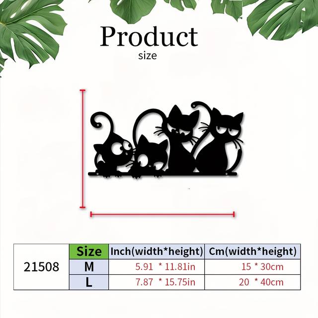 TEMU Cat Metal Wall Art Decor Home Wall Decoration Minimalist Cute Cat Wall Decor Black Cat Wall Decor Modern Wall Hanging Decor Living Room Bedroom Kitchen Garden Black