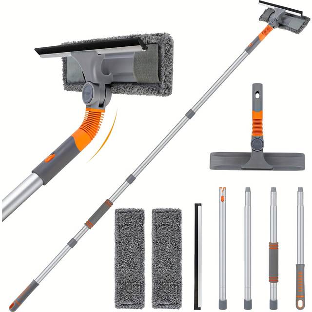 TEMU Window Squeegee Cleaner, 2in 1 Window Washer Cleaning Kit With Extension Pole, Window Washing Equipment With Head, Glass Cleaning Tools For Indoor/outdoor High Window
