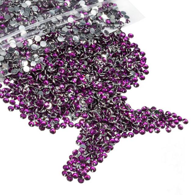 qiipii 5000PCS 4mm Grape Purple Crystal Resin Rhinestones for Crafting Purple Flatback Rhinestones Bulk SS16 Non-Hotfix Stones Diamonds Crystals Gems