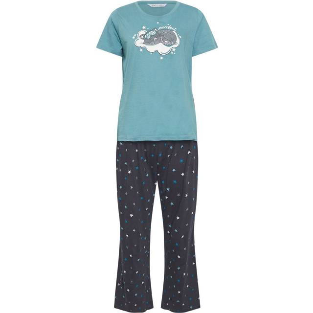 M&Co Blue 'Purrfect' Wide Leg Pyjama Set 10-12 M&Co Womens