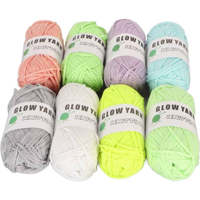 8pcs Glow Yarn Multicolor Knitting Luminous Craft Yarn for Beginner DIY Crocheting Craft 50m