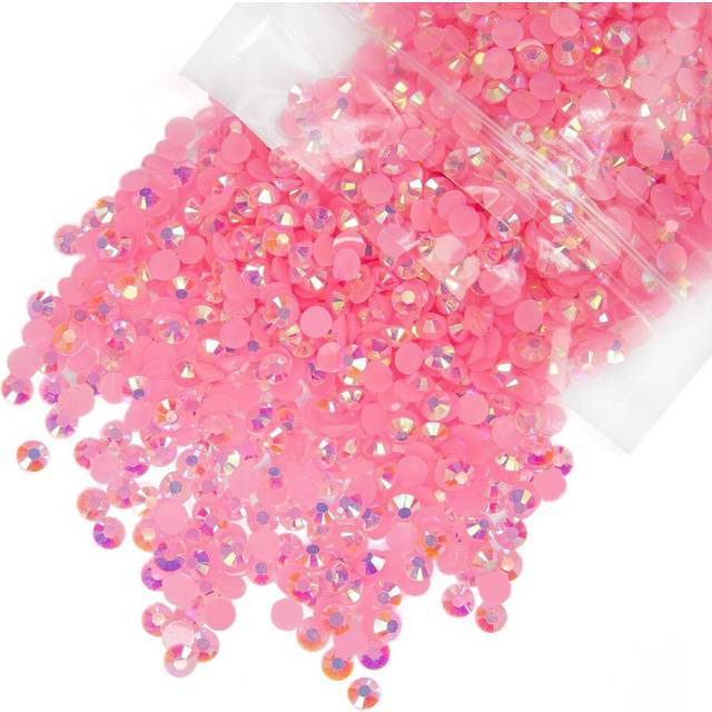qiipii 4700PCS 3mm Pink AB Resin Rhinestones Bulk Dark Pink AB Flatback Jelly Resin Stones Pack SS10 Non-Hotfix Diamonds Crystals Gems for Nails Face