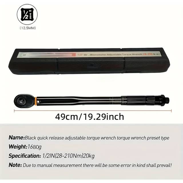 TEMU Black Torque Wrench, Professional Calibration Torque Value, Suitable For Car Maintenance, Furniture Assembly, Accurate Application, Easy To Tight
