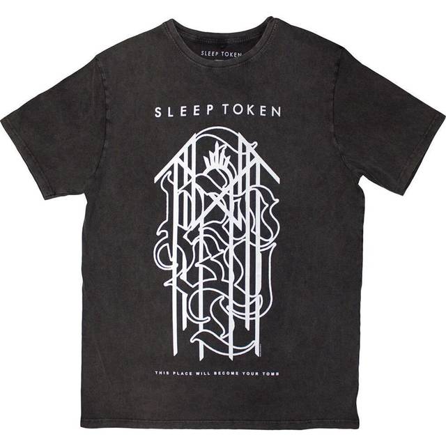 Sleep token unisex stone wash t-shirt: tomb sigil (charcoal grey) (large)