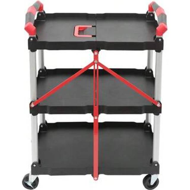 SHEIN 3-Tier Service Carts W/Wheels Foldable Rolling Service Cart Kitchen Storage Cart Outdoor Decor