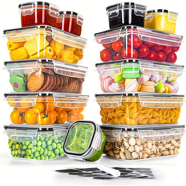 TEMU Food Storage Containers With Lids Set Of 13 Airtight Plastic Storage Containers Set Storage Box Kitchen Small Freezer Containers, Microwave Dishwasher And Freezer Safe, Can Multiple Ways Of Use
