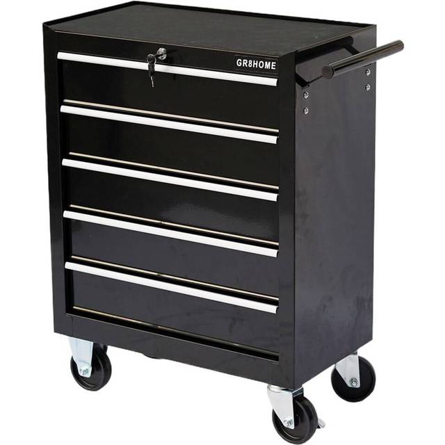 Black Roller Tool Cabinet Stoarge Box 5 Drawers Garage Chest Trolley