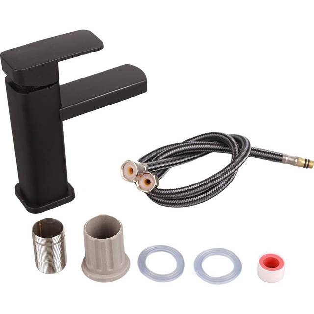 Kitchen Sink Faucet Cold Hot Water Plastic Quadrate Black for Bathroom Kitchen Hotel