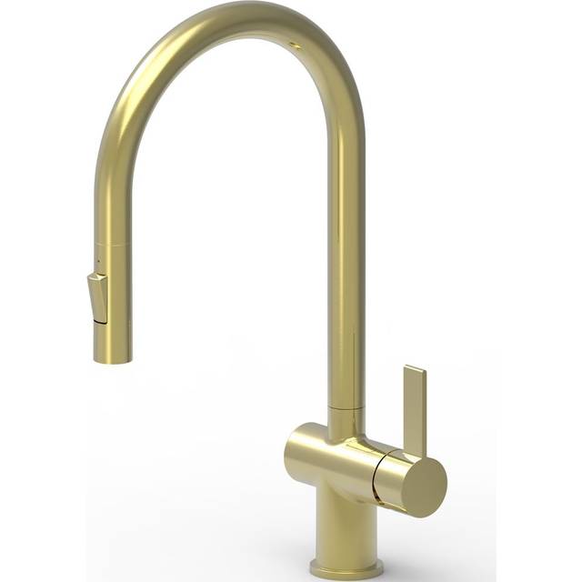 Astini Mayhill Brushed Brass Single Lever Pull Out Kitchen Sink Mixer