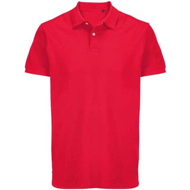 (M, Folk Red) SOLS Unisex Adult Pacific Pique Twin Needle Stitch Polo Shirt