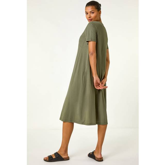 Roman Relaxed T-Shirt Jersey Dress In Khaki - 14