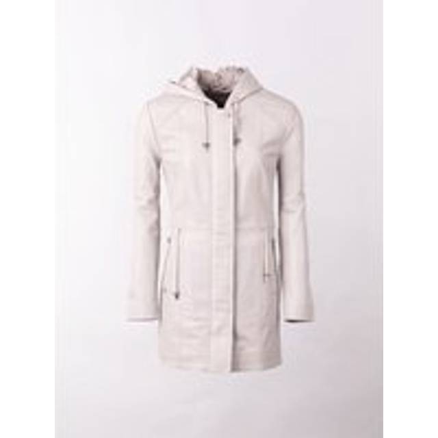 'Ambleside' Hooded Leather Coat - Grey - 14