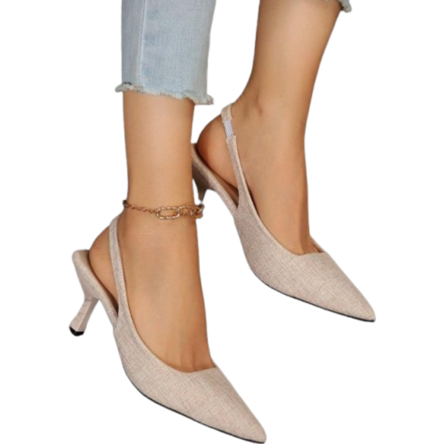 SHEIN Elegant Slingback Pumps For Women, Tweed Pyramid Heeled Pumps