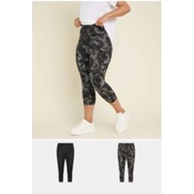 Yours 2 Pack Curve Grey Tie Dye Cropped Leggings, Women's Curve & Plus Size, Yours - 26