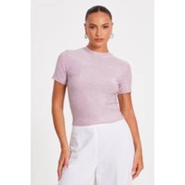 Pink Knit Embellished Top - S
