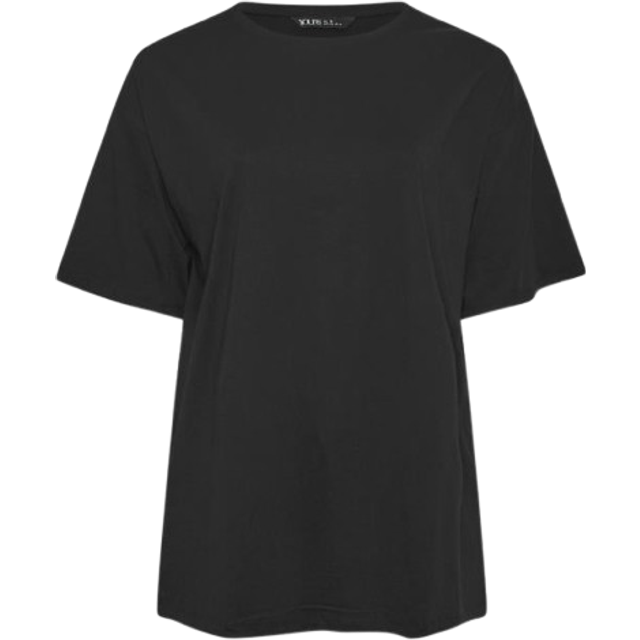 Yours Curve Black Oversized Longline Tshirt, Women's Curve & Plus Size, Yours - 22-24