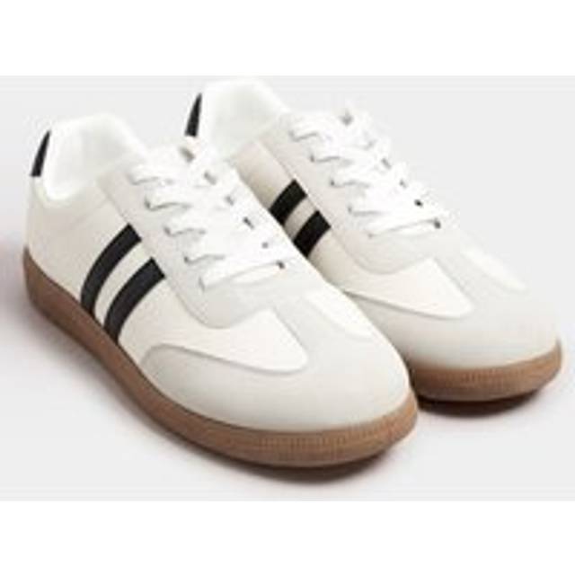 White Retro Stripe Trainers In Extra Wide eee Fit - 8EEE