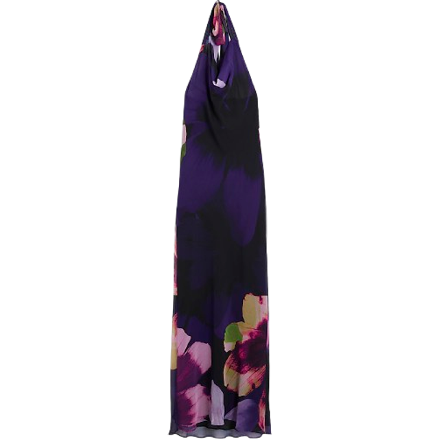 River Island Womens Purple Floral Halter Neck Tie Maxi Dress - 8