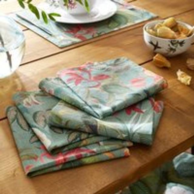 Set of 4 Botanical Bird Napkins - Multicolor