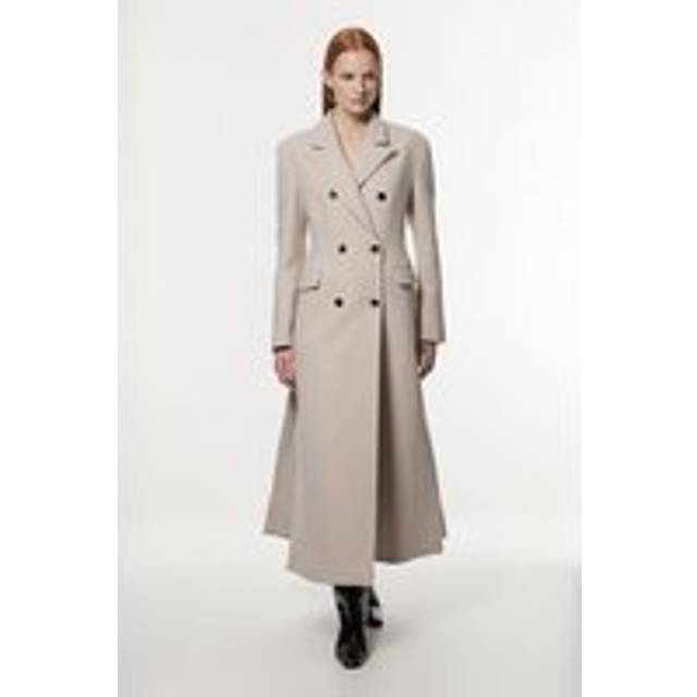 Petite Italian Wool Mix Maxi Double Breasted Tailored Coat - Oatmeal