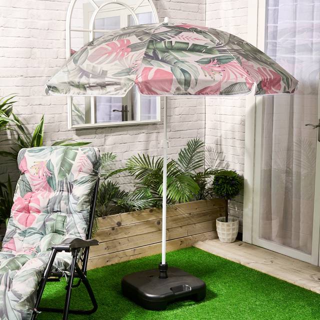 OHS Outdoor 1.8m Printed Sun Shade Umbrella Parasol - Tropical, Green