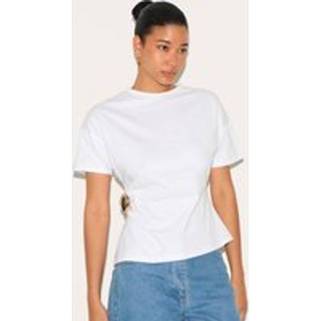 White Trim Detail Asymmetric Hem T Shirt, White - 8