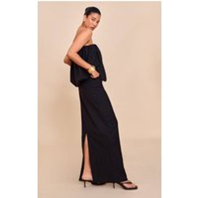 Black A-line Maxi Skirt, Black - 12