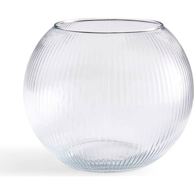 Clear Small Ribbed Glass Fishbowl Vase