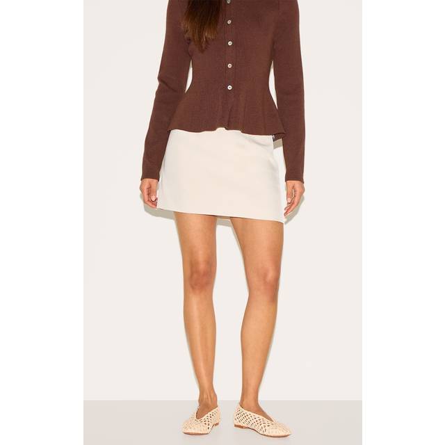 Sand Woven A Line Mini Skirt, Sand - 12