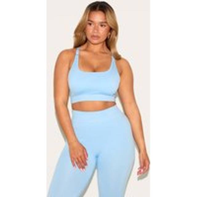 Shape Sky Blue Seamless Active Cupped Sports Bra, Sky Blue - L