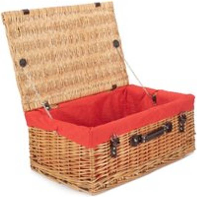 55cm Buff Empty Picnic Basket - Red