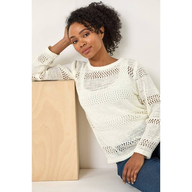 Roman Petite White Open Knit Jumper - Size 18