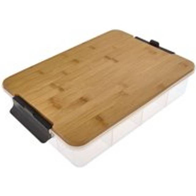 Multi-Purpose Snack Box with 11 Dividers & Chopping Board Lid, 30x40.5cm - Brown - One Size